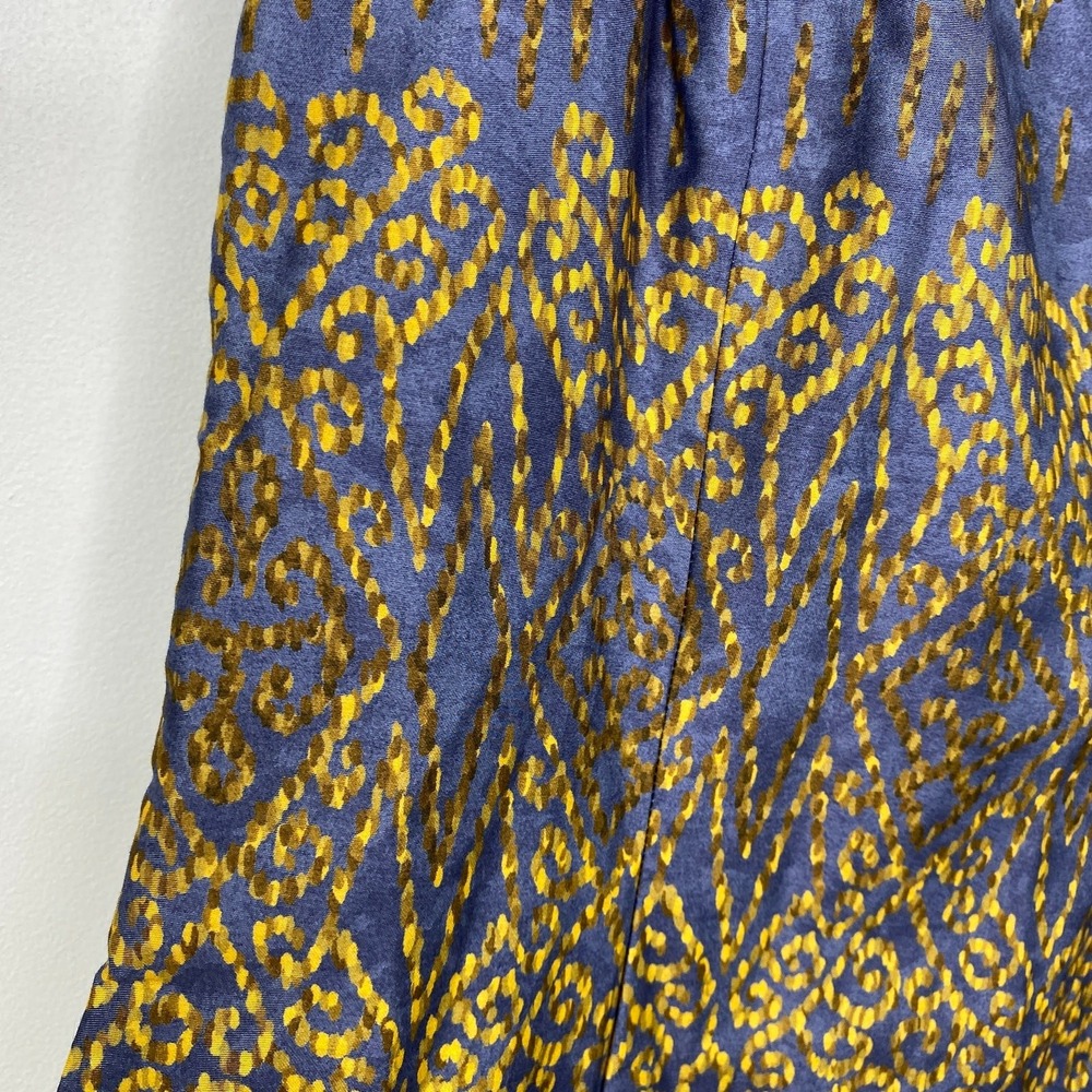 Peruvian Connection Womens 6 Pima Cotton Midi Dress Blue Gold Boho Sleeveless - Picture 6 of 10
